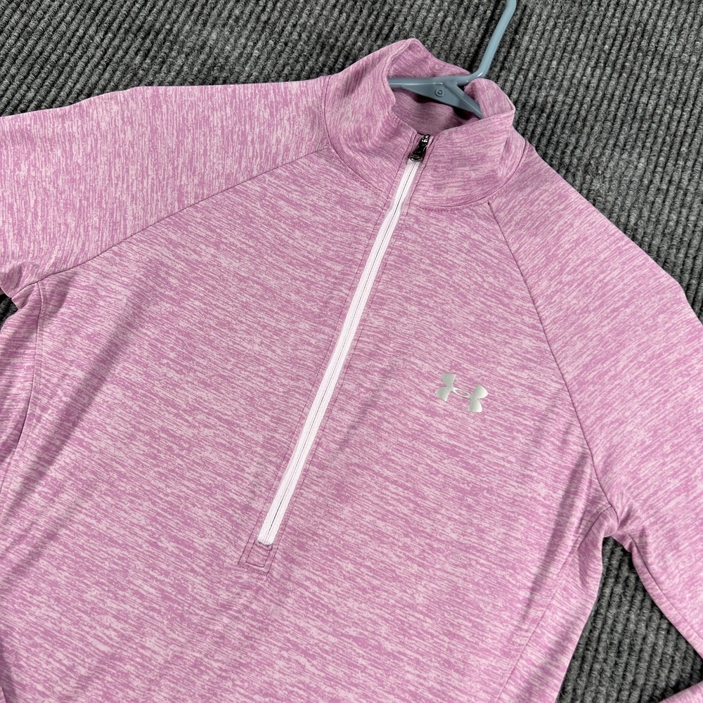 Under Armour Pullover Shirt Womens Small Purple Loose Fit Heat Gear 1/4 Zip Mock